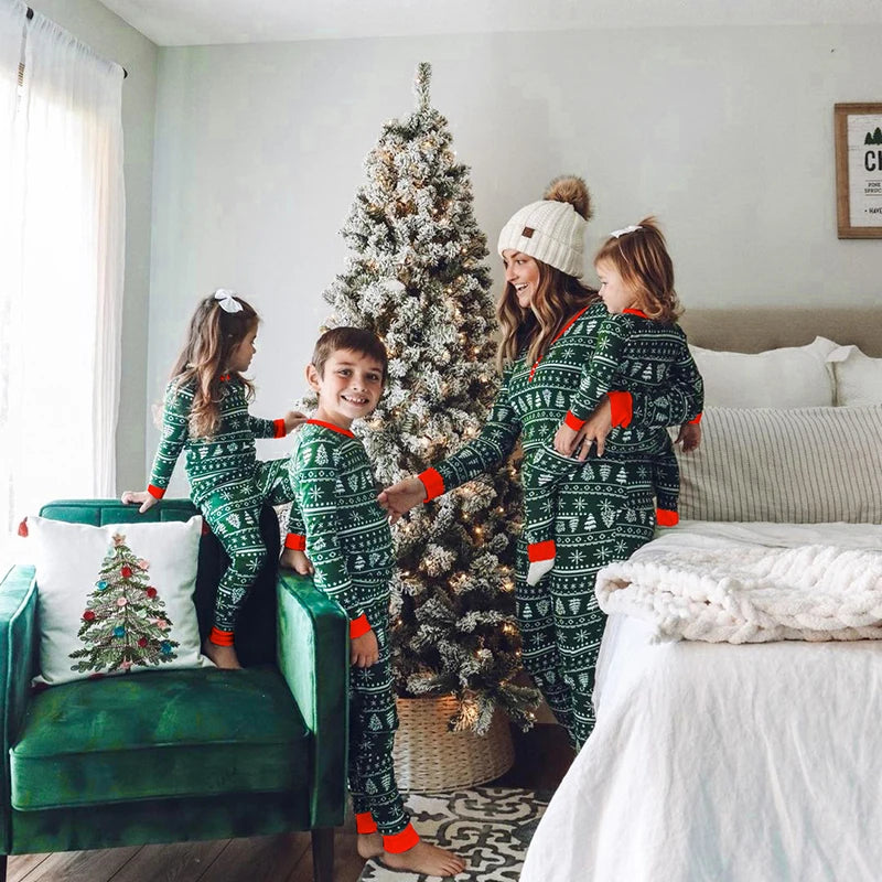 Family Christmas pajamas Set Green Adult Mother Kids Baby Xmas Family Matching Outfits 2023 Christmas Pajamas Family Clothes