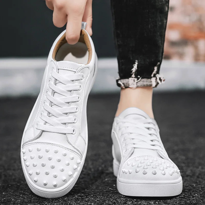 Amay Sneakers for Men White New Hot Outdoor Sports Stylish Lightweight Flat-soled Wear-resistant Breathable Lace-up Casual Shoes