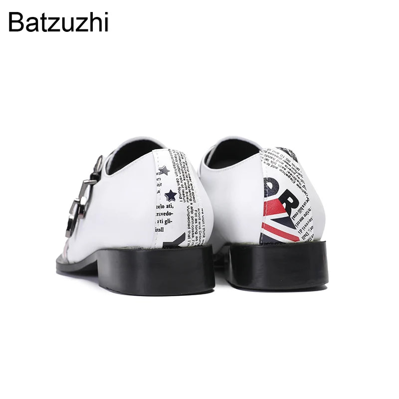 Visco Batzuzhi Italian Type Fashion White Genuine Leather Dress Shoes Man Slip on Pointed Toe Formal, Business, Party Shoes Man!