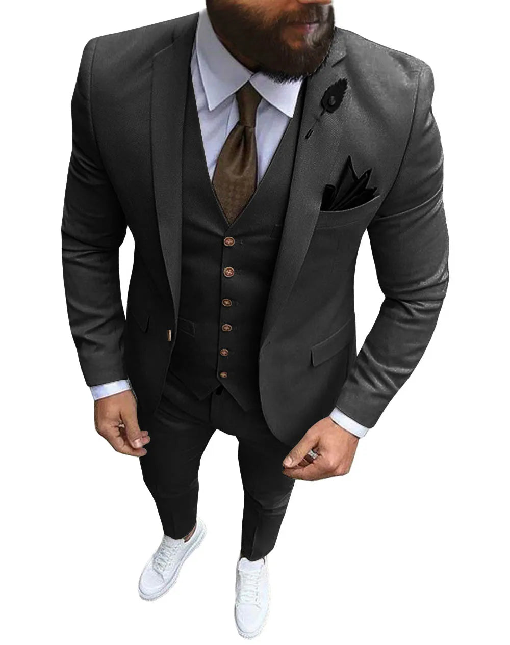 Men's 3 Pieces Suit Formal Business Notch Lapel Slim Fit Best Man Blazer For Wedding Male Suit Blazer+Vest+Pants