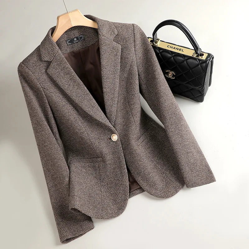 Women Casual Long Sleeve Slim Blazer Temperament Coat Fashion 2024 New Spring Autumn Ladies Office Suit Jacket Female Outerwear