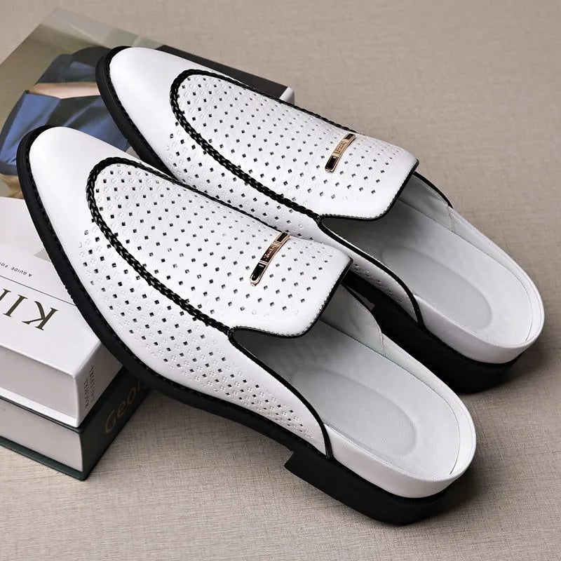 Visco half shoes dress mules for man loafers' luxury shoe suit formal slippers for man casual business man slippers outdoor mules homme