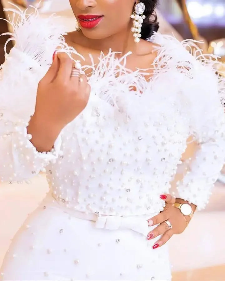 Amay African Dresses for Women Spring and Autumn African Women Long Sleeve White Plus Size Long Dress African Clothes