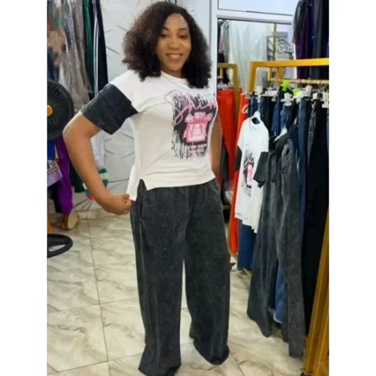 Maxy 2 Piece Women Sets Dashiki African New Arrival Spring Summer Matching Sets Two Pieces Sets Top Pants Suits Outfits Clothing