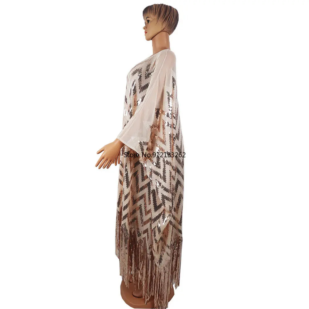 Amay Dresses for Women Plus Size Africa Clothes Dashiki Ankara Sequin Outfit Gown Kaftan Muslim Wedding Party Long Maxy Dress