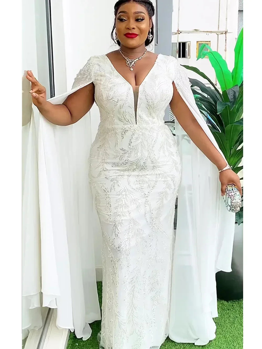 Maxy Plus Size Party Dresses for Women Dashiki Ankara Sequin Wedding Evening Gown Sexy Bodycon Maxy Long Dress Clothes