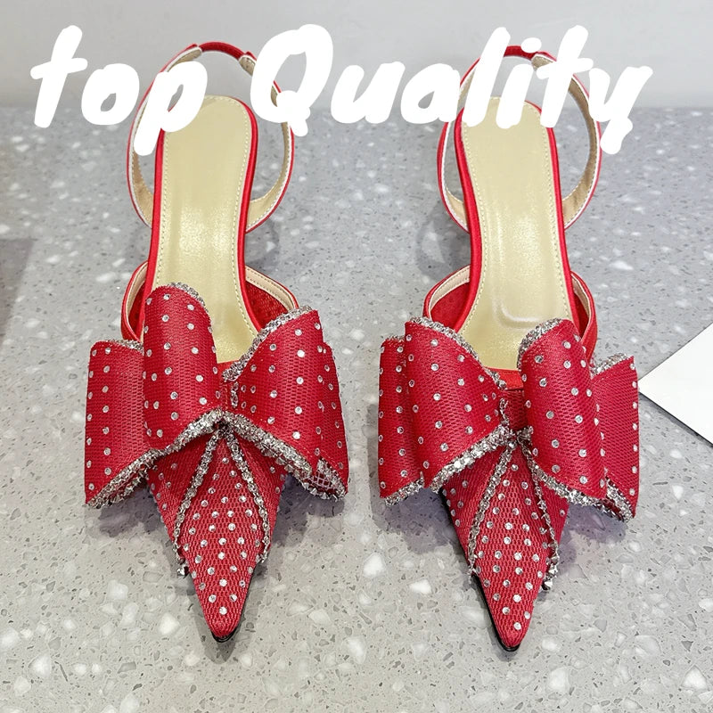 Visco Fashion Sandilya's Woman High-heeled Shoes Women Summer Party Dress Shoes Thin High Heels Sandals  Rhinestone Chain Decor