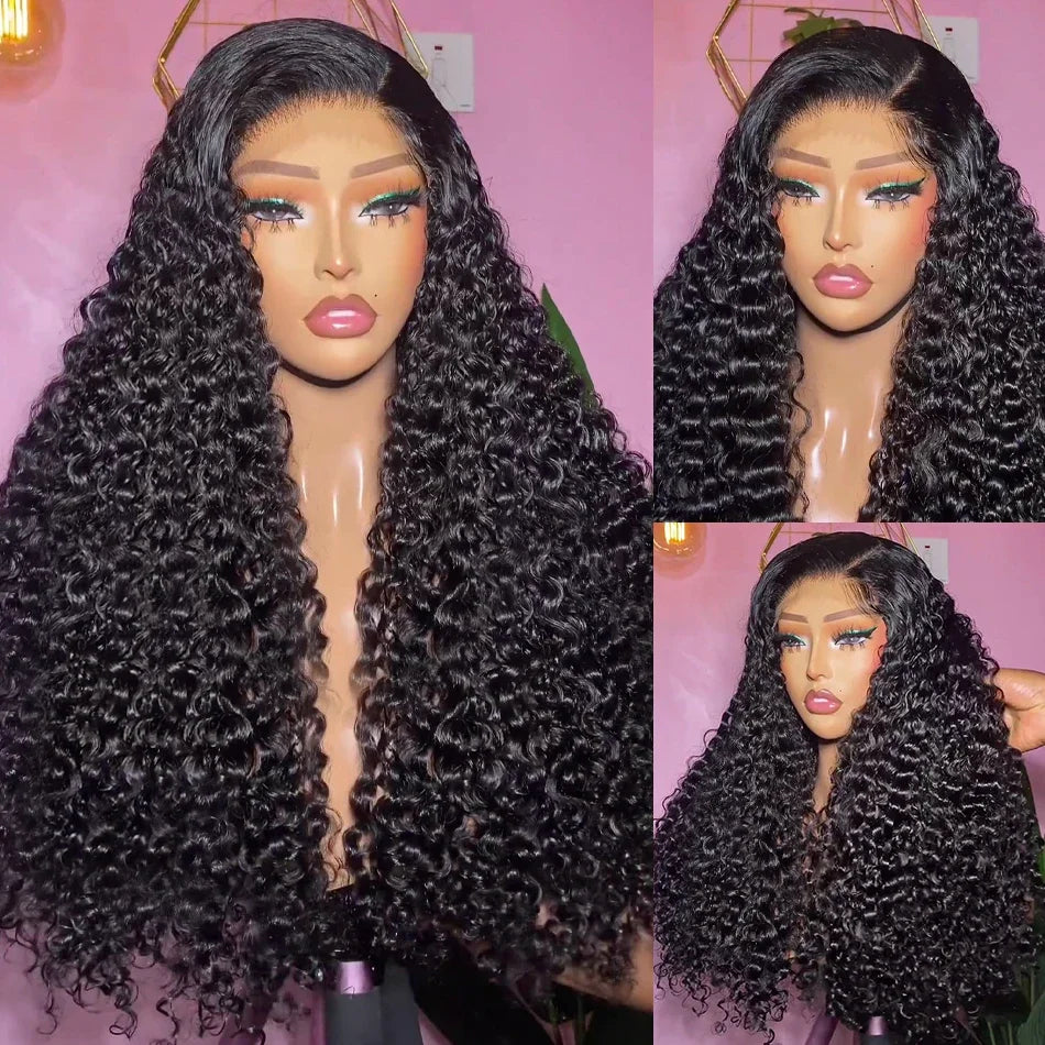 Maxy Deep Wave Lace Front Wigs Human Hair Wigs for Women 13x4 HD Transparent Deep Curly Lace Frontal Glueless Wigs Human Hair