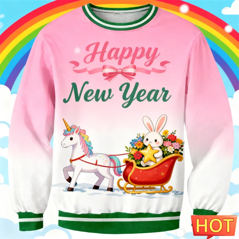 Maxy New Fashion Ugly Christmas Sweater For Men Trendy Santa Claus Animal Alien 3D Printed Sweatshirts Casual Oversized Pullover