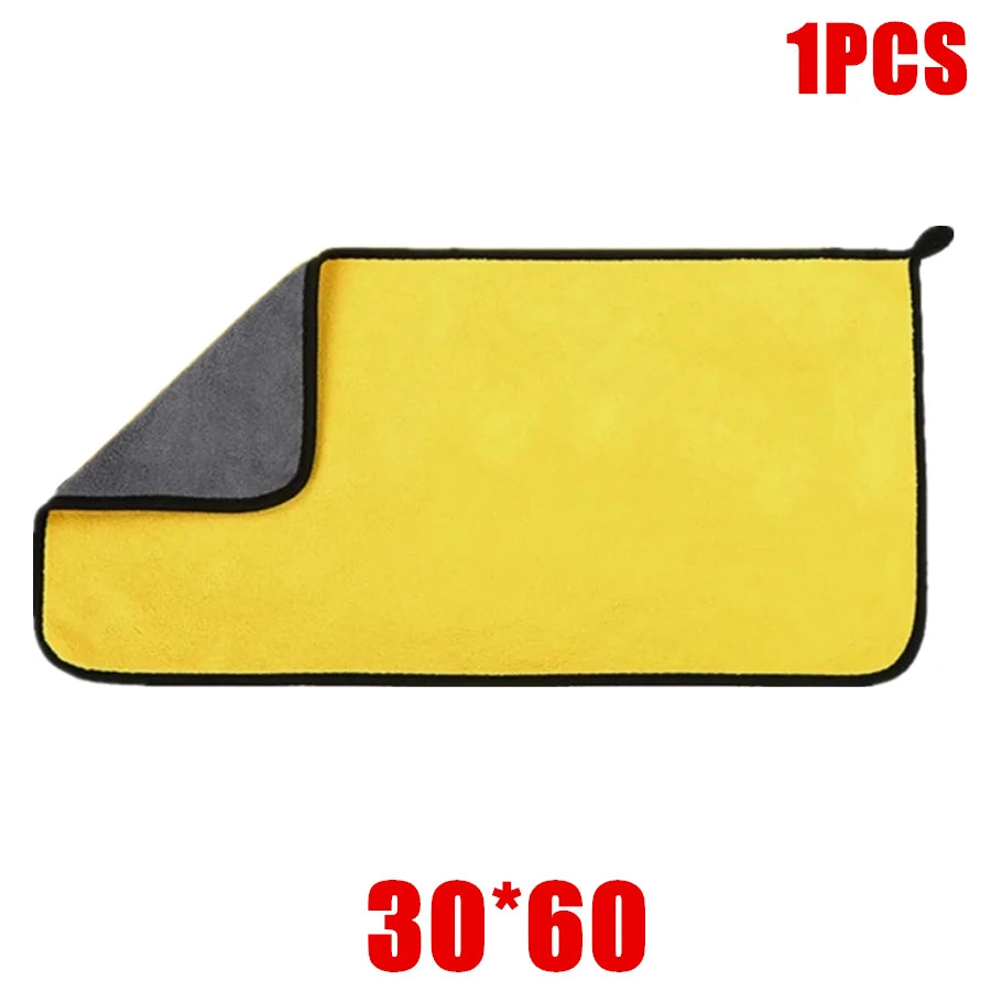 Maxy 1/2/6pcs Microfiber Cleaning Towel Thicken Soft Drying Cloth Car Body Washing Towels Double Layer Clean Rags Car Accessories