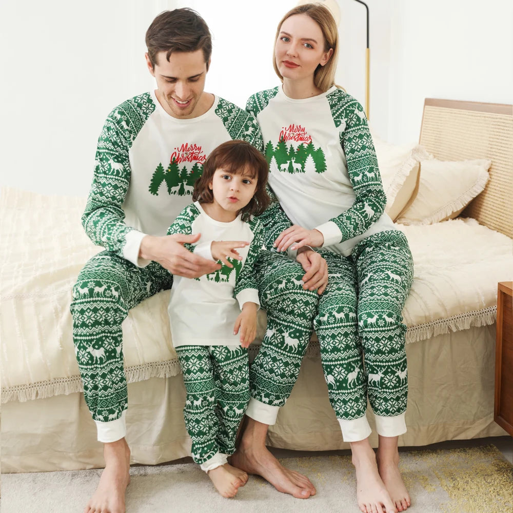 Maxy Christmas Deer Pajamas Set Cartoon Family Matching Outfits Father Mother Children Baby Sleepwear Xmas Mommy and Me Pj's Clothes