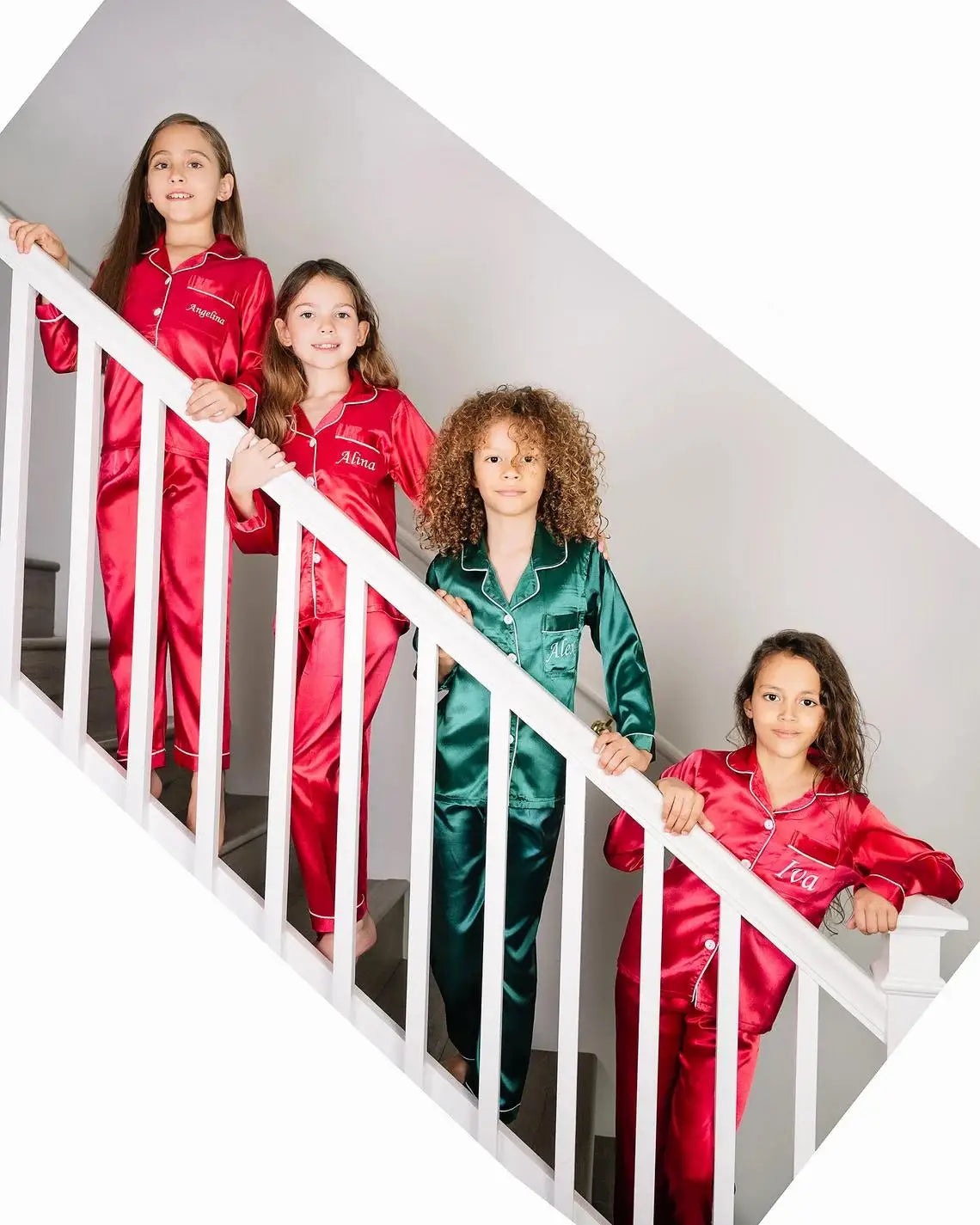 Personalized Satin Kids Pajamas Customized Pajamas for Kids Party Christmas Matching Family Pajamas Flower Girl Pajamas Kids Pjs