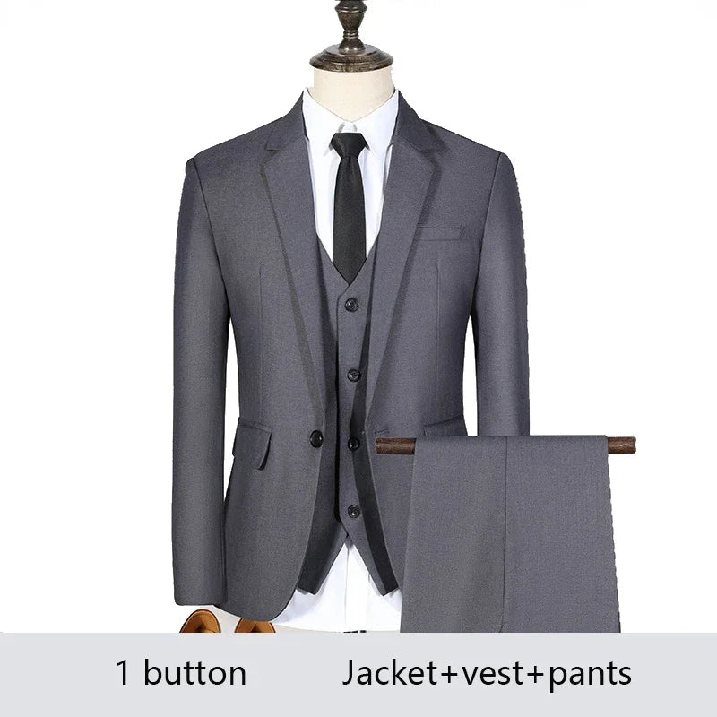 Amay High Quality Men Suits for Wedding 2 Pieces 3 Sets Blazers Elegant Formal Jackets Vest Pants Coats Full  Classic Costume