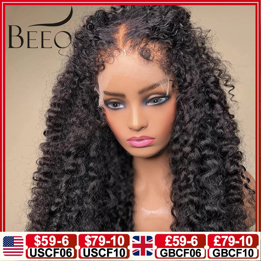 Maxy 28in 250% Curly Baby Hair Wig 13x6 HD Lace Front Human Hair Wigs Kinky Edge Pre plucked 5x5 HD Closure Wig For Women Water Wave