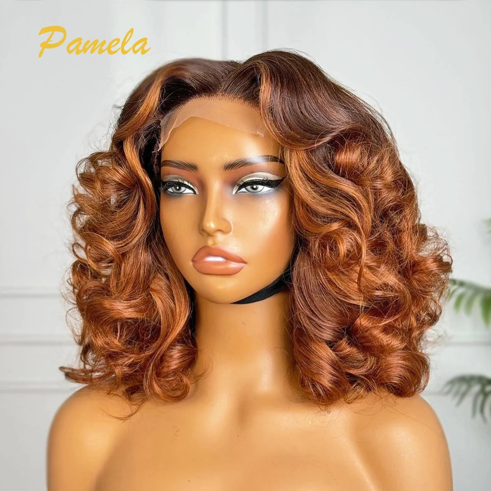 Maxy Brazilian Princess Hair Wig Ombre Blonde Short Bob 4x4 13x4 Transparent Lace Front Loose Deep Wave Glueless Human Hair Wigs