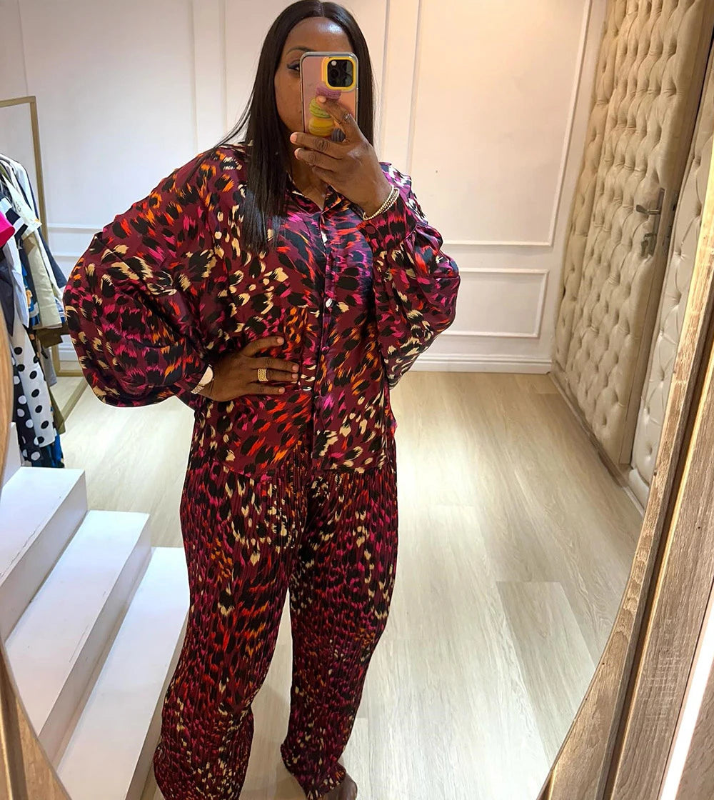 Maxy 2 Piece Pleated Pant Sets African Summer Clothes for Women 2024 New in Matching Sets Ankara Turkey Vacation Outfit Plus Size