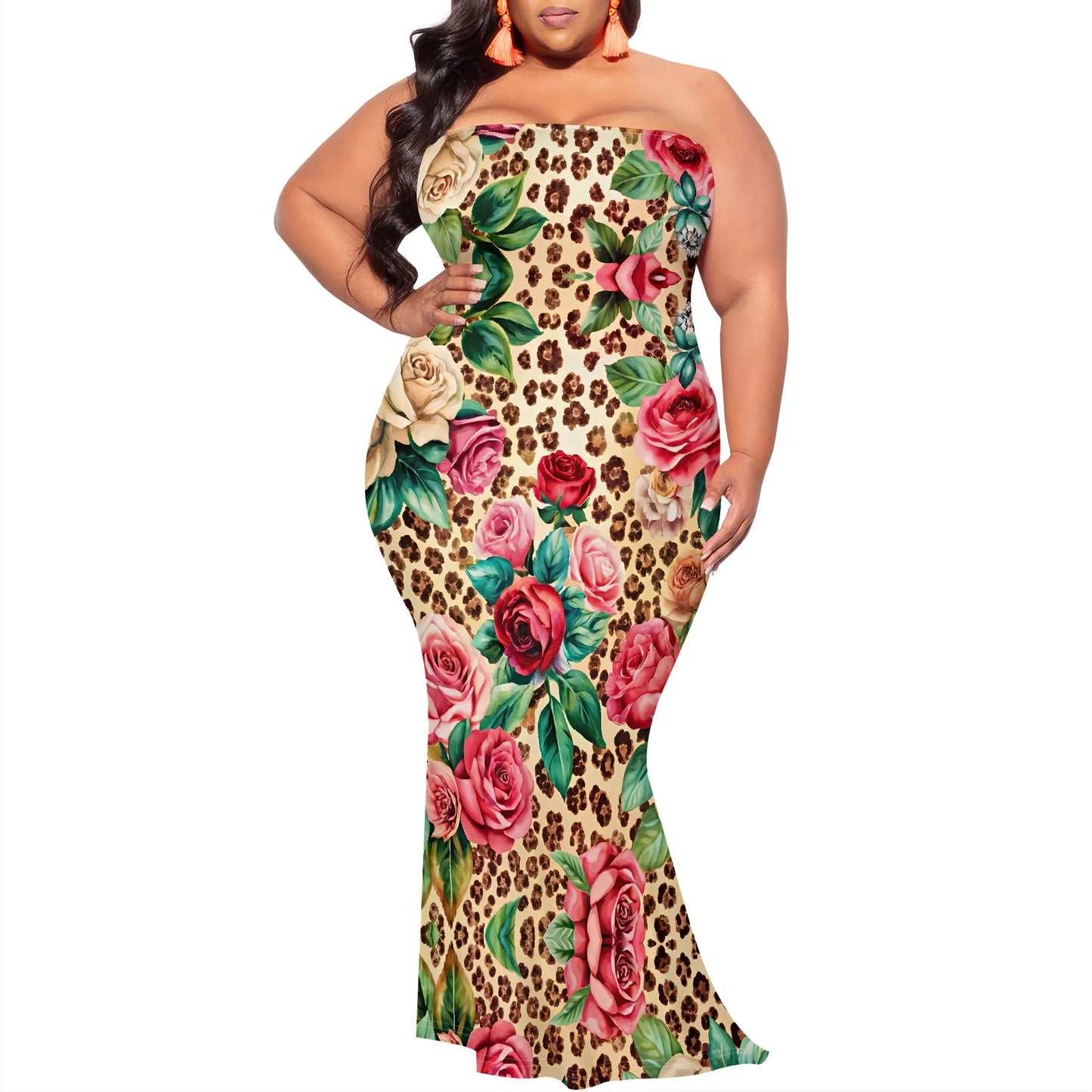 Maxy Plus Size Red Black Bodycon Dress Strapless Mermaid Tube Dress Valentine's Nightclub Party Gown XL-6XL Sexy Look