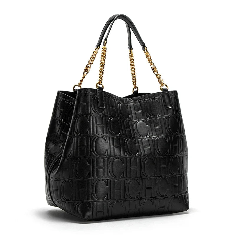 Maxy CHCH Women's Tote Bag New Steel Embossed Handbag Large Capacity Business Storage Bag