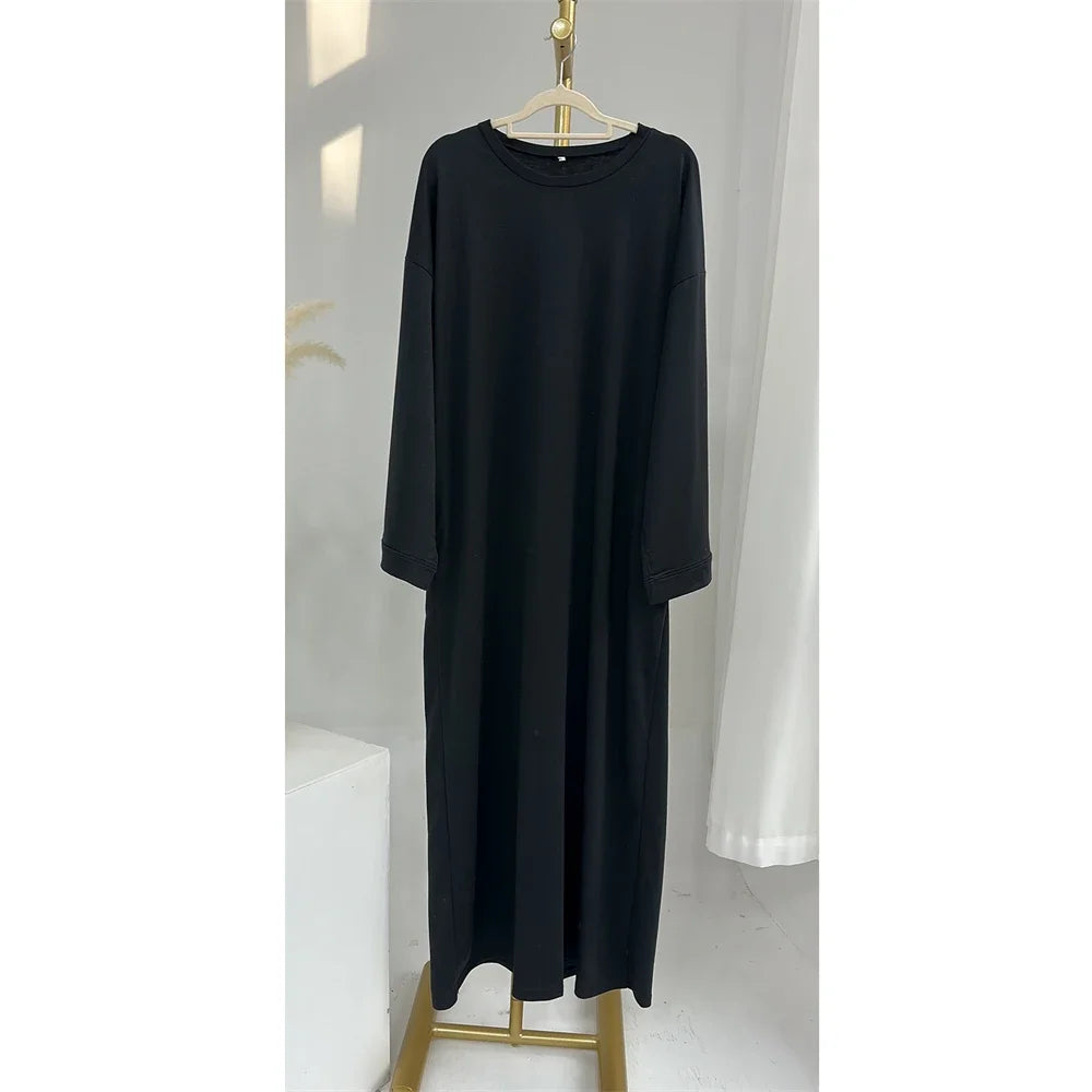Maxy Closed Abaya Sweatshirt Muslim Dress Plain Casual Abayas for Women Dubai Traditional Turkey Islamic Clothing Kaftan Hijab Robe