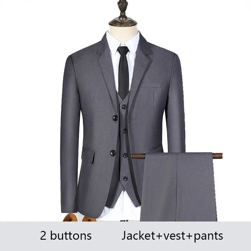 Amay High Quality Men Suits for Wedding 2 Pieces 3 Sets Blazers Elegant Formal Jackets Vest Pants Coats Full  Classic Costume