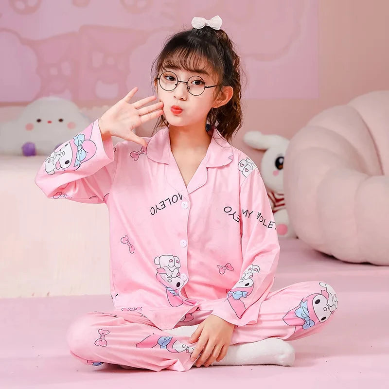 Maxy Kids Pajamas Children Casual Spring Home Long Sleeve Set Girl Nightwear Pants