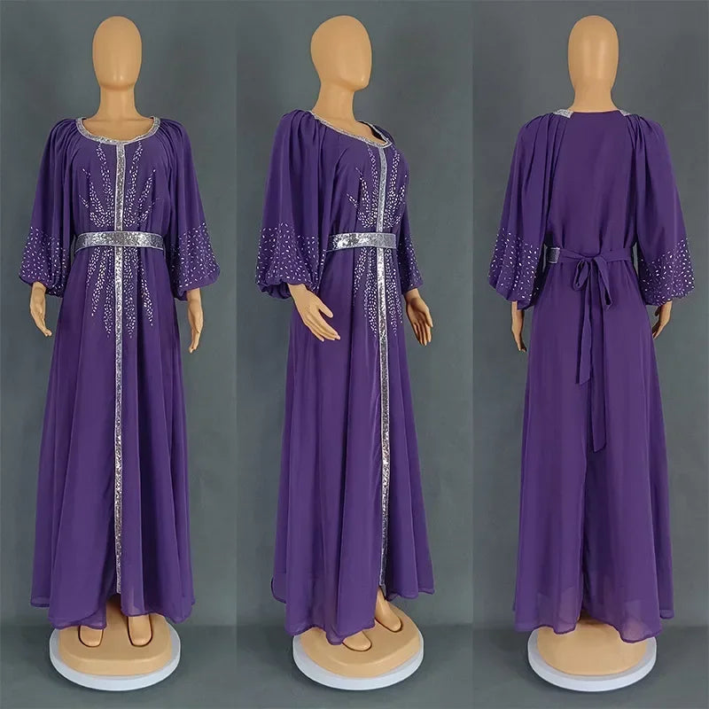 Maxy Summer African Dresses for Women Elegant African Half Sleeve O-neck Polyester Dress Gowns Kaftan Muslim Abaya Outfits