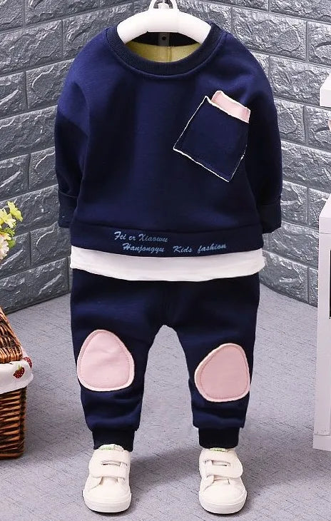 Winter 2PC Toddler Baby Clothes Outfit Thickening Infant Boy Kids Shirt Tops+Pants Casual Clothing for 12 Months-4Years