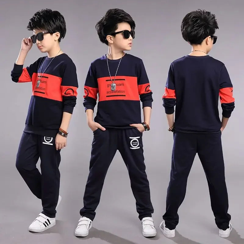 Visco New Baby Boys winter Autumn Sweatshirt Sports Tracksuits Kids velvet Casual clothes sweater + Pant 5 6 7 8 9 10 11 12 year