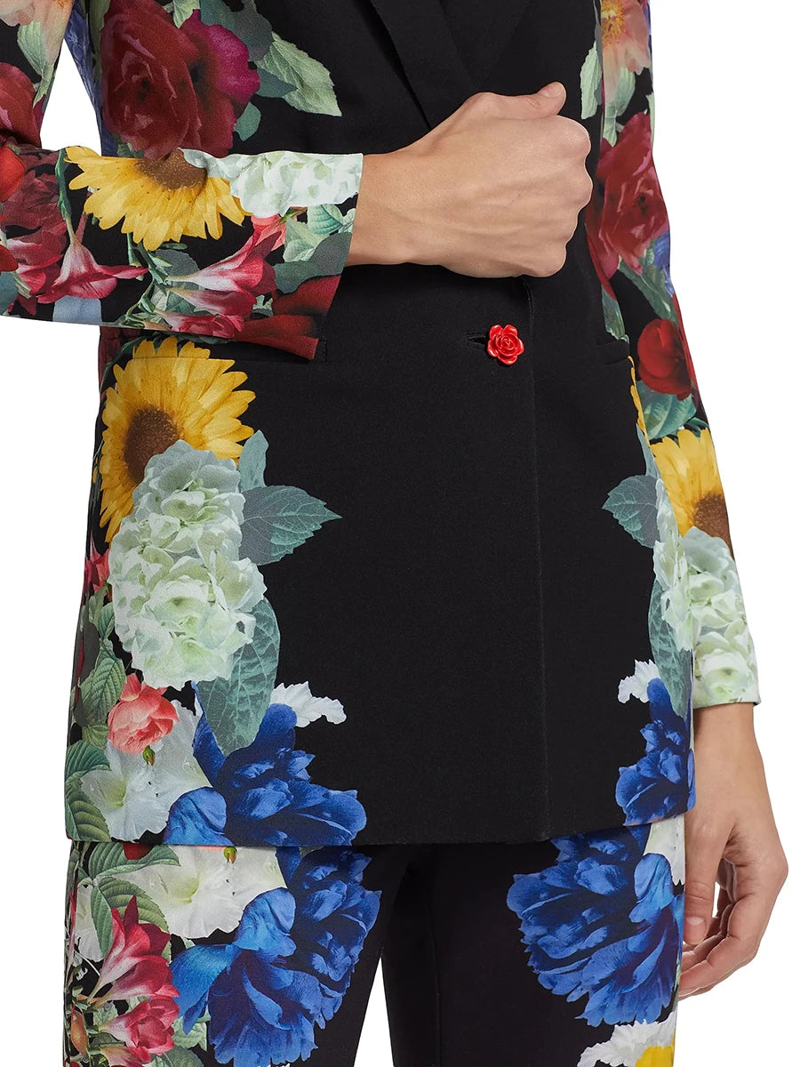 Maxy Formal Printing Two Piece Set for Women Lapel Long Sleeve Spliced Chic Botton Blazer High Waist Pant Suit Female Clothing