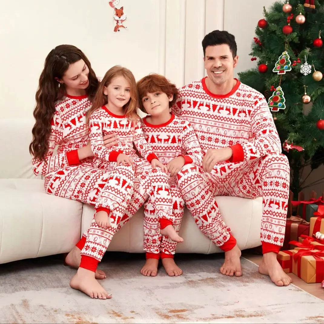 Christmas Pajamas Family Red White Stripe Christmas Pajamas Family Matching Set Long Sleeve Christmas Pjs