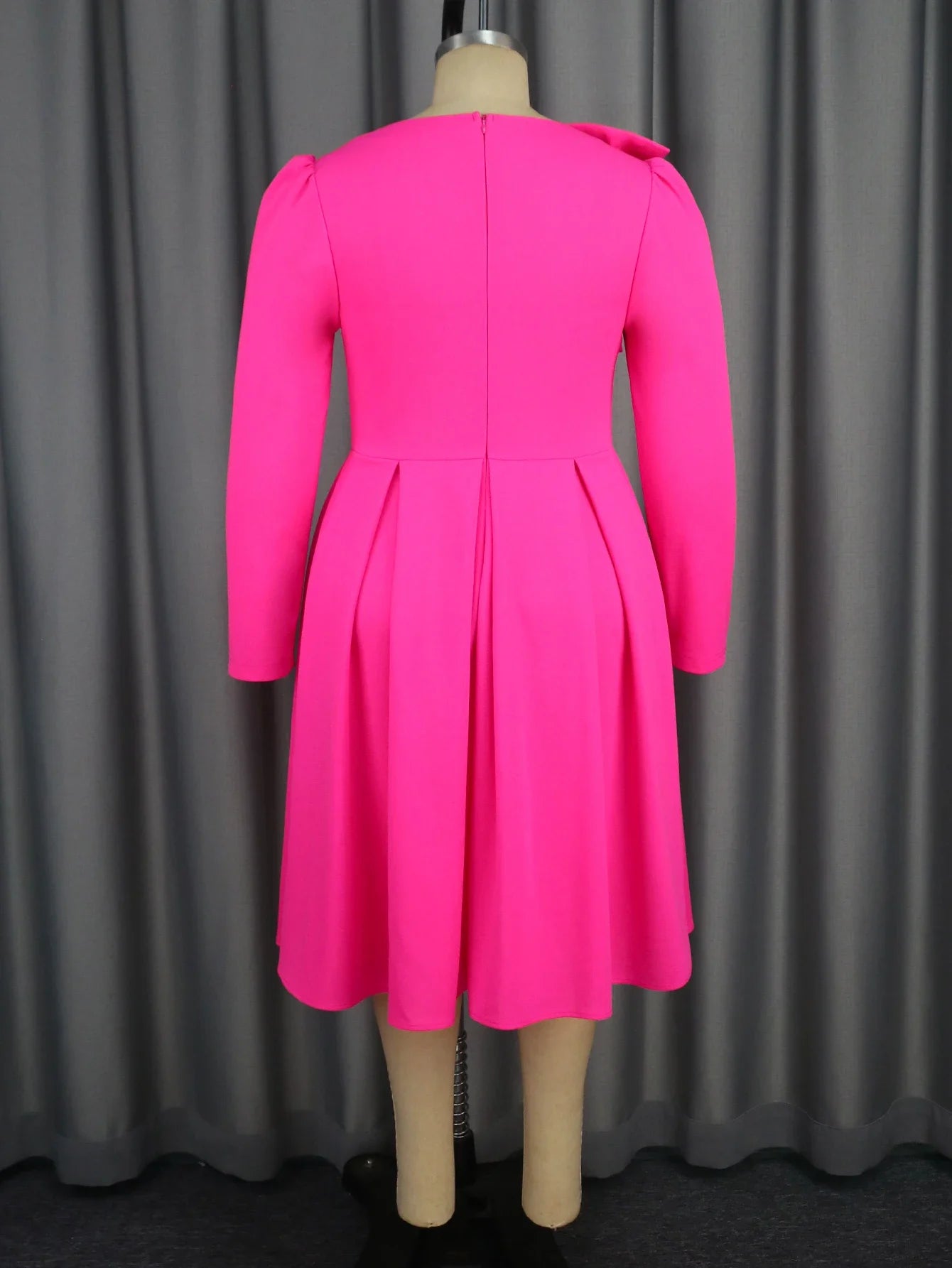 Rose A Line Dresses for Women Asymmetrical Neck Bowtie Long Sleeves High Waist Party Club Causal Elegant Simple Daily Ball Gowns
