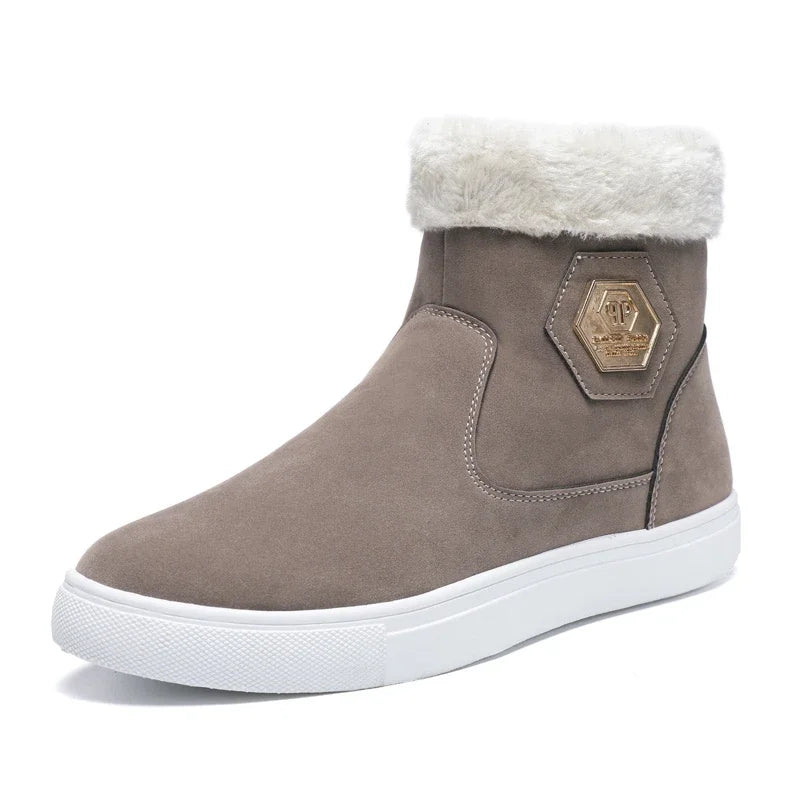 Amay Size 47 Men Boots Winter Trendy Men's Short Boots Plus Velvet Warm Fashion Cotton Boots Casual Versatile Platform Snow Boot