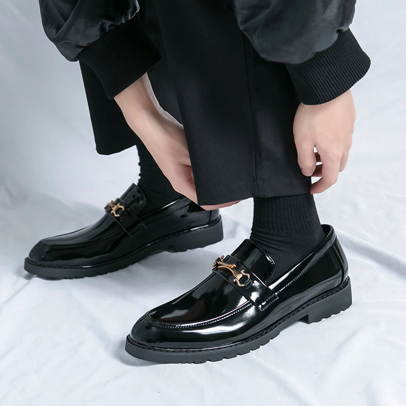 Visco New Men's Casual Leather Shoes Four Seasons Plus Size Anti Slip Business Leather Shoes Fashion Versatile Tide Party Driving Shoe