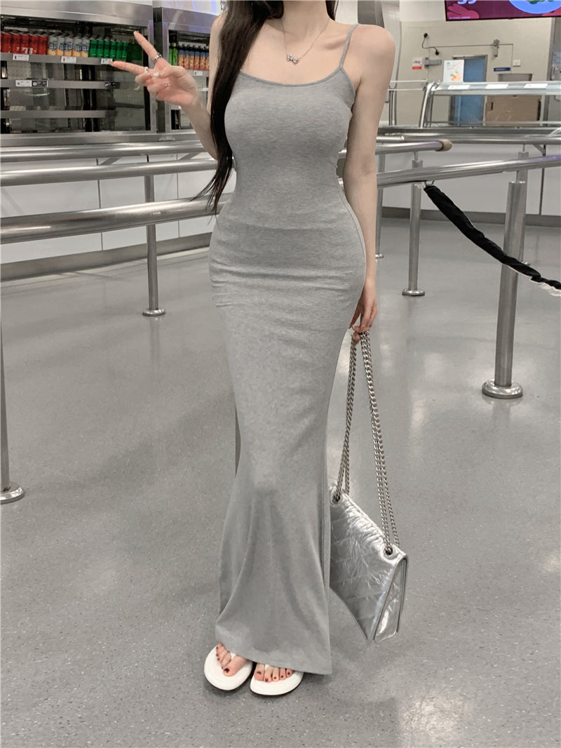 Sexy slim suspender bag buttock dressSexy Korean Fashion Suspender Simple Temperament Longuette Skirt Dress