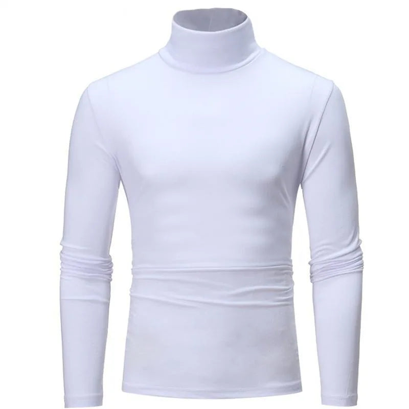 Visco Autumn Winter Men's High Neck T-shirt Slim Fit Fashion High Elastic Long Sleeve Casual Breathable Apparel Pullover Thermal Tops