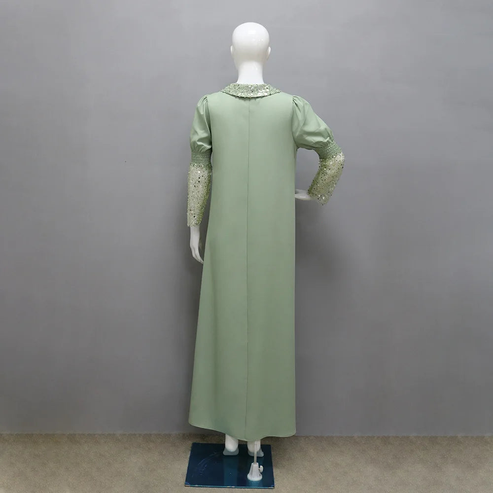 Amay Eid Sequin Abayas for Women Muslim Maxy Dress Dubai Abaya Ramadan Islam Jalabiya Caftan Marocain Femme Turkey Kaftan Gown