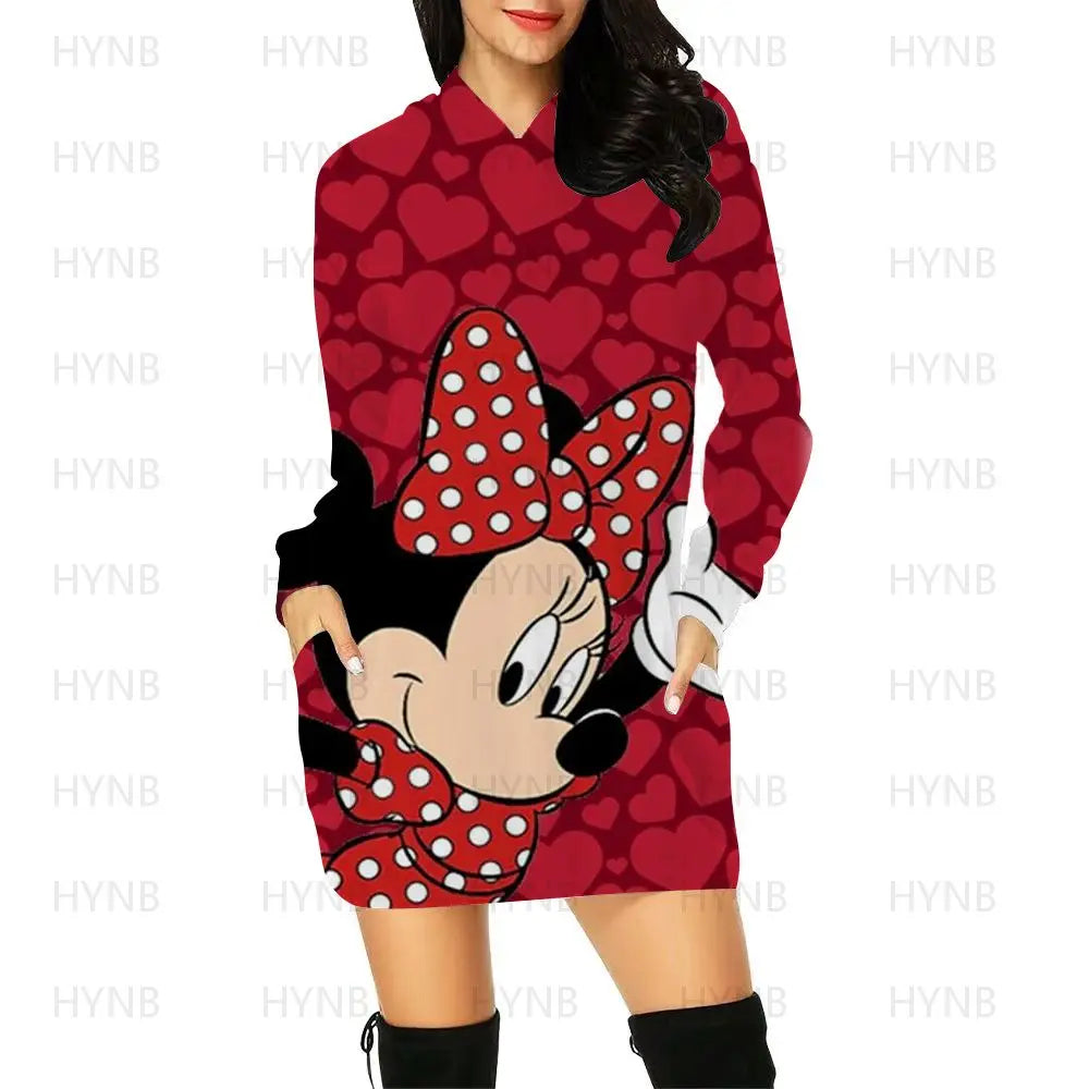 Maxy Sweater Dress Elegant Dresses for Women Long Sleeves Luxury Party Hoodie Disney Kawaii Mickey Women's Mini Minnie Mouse Y2k