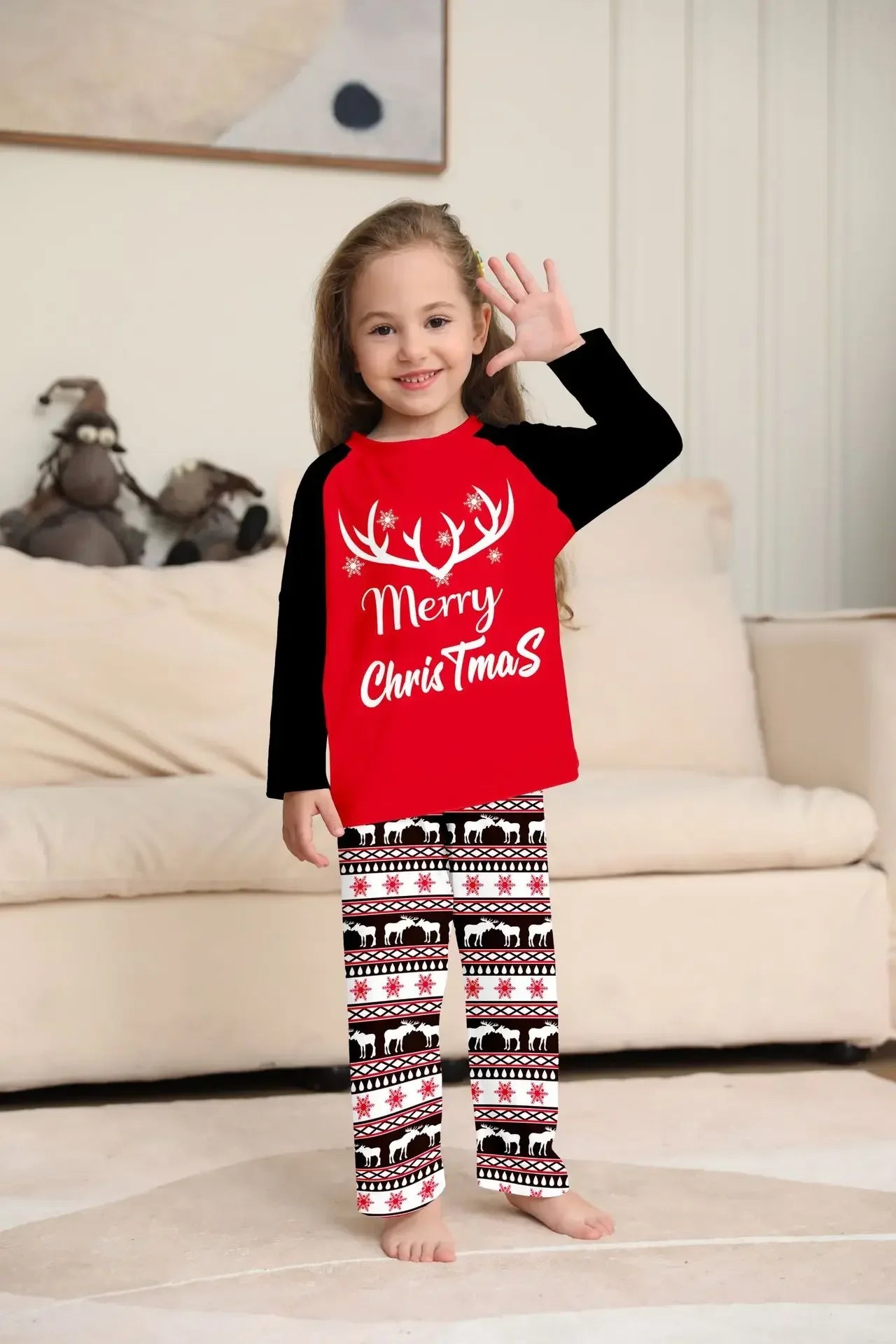 Maxy 2024 New Merry Christmas Pajamas Set All Over Print 2 Pcs Suit Loungewear Mom Dad Kids Matching Clothes Baby Romper Family Look