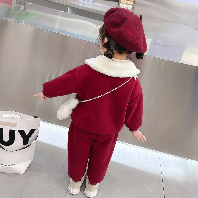 Maxy Children Clothing Sets for Baby Girls Sweater Pants Autumn Winter Toddler Kids Clothes Outfits Cartoon Rabbit Infant Tracksuits