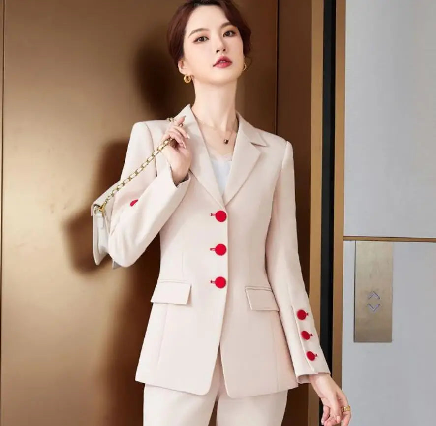 Maxy New Female Suit Jacket Bell Bottoms Two-Piece Suit Autumn Winter Office Women's Clothes Casual Trousers Suits Sets Work Clothes