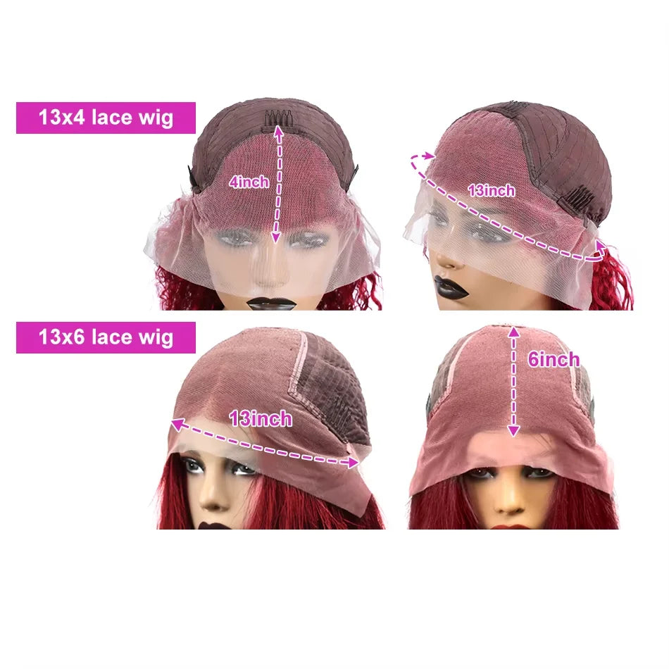 Amay 13x6 13x4 Hd Transparent Lace Front Wig For Women 250 Density Curly Remy Human Hair Reddish Brown Glueless Loose Deep Wave