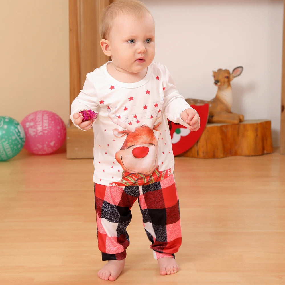 New Family Christmas Matching Outfits Cute Maxy Print Adults Kids Pajamas Set Baby Romper Dog Scarf Xmas Family Look Pyjamas