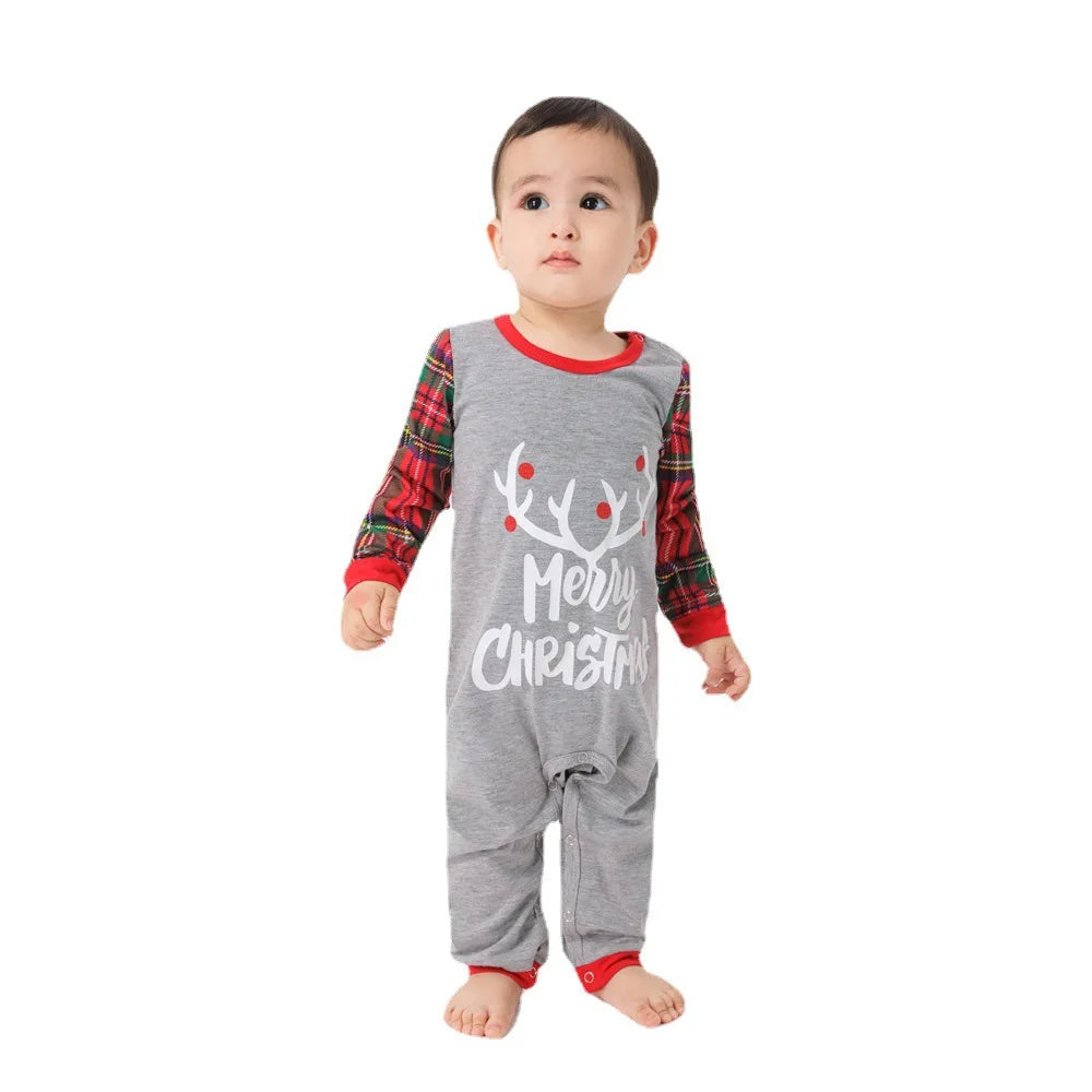 Family Matching Sleepwear, Cotton Deer Printed Pajamas for Adults and Kids,Homewear Sets for Halloween & Christmas