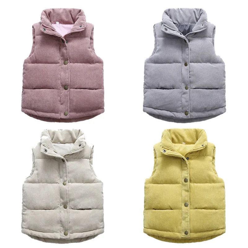 Winter Baby Boys Warm Thicken Vest Cotton Waistcoat Outerwear Kids Clothes Coat Autumn Children Jackets Toddler Girls Vest Tops