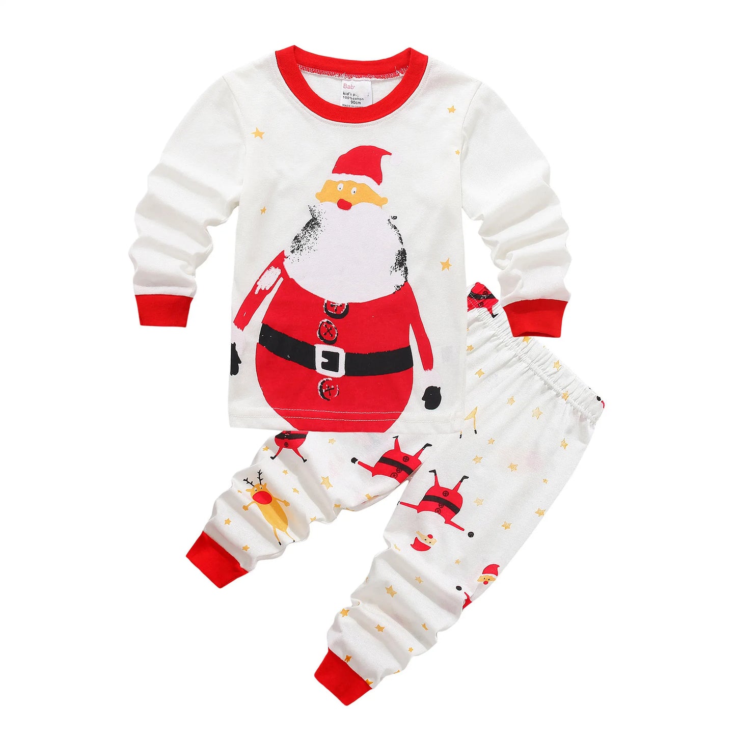 Kids Halloween Christmas Tops + Pant Cosplay Costume Boys Girls Santa Claus Print Pajamas Nightwear Home Clothing 2-7 Years