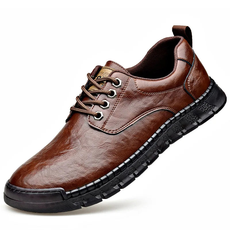 Visco Solid Color Big Size Men's Business Casual Leather Shoes Spring Autumn Lace New Designer Shoes for Men