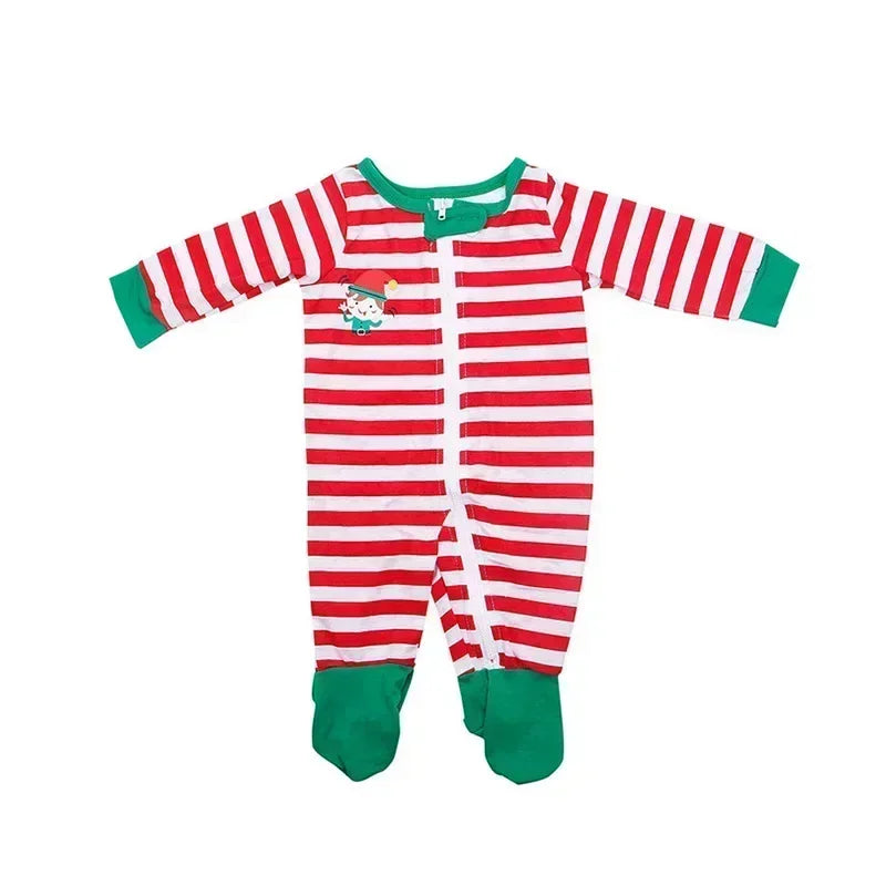 Xmas Gift Mom Daughter Dad Son Matching Clothes Christmas Pajamas Set Soft Cute Stripe Print Clothing Sets Sleepwear Family Look