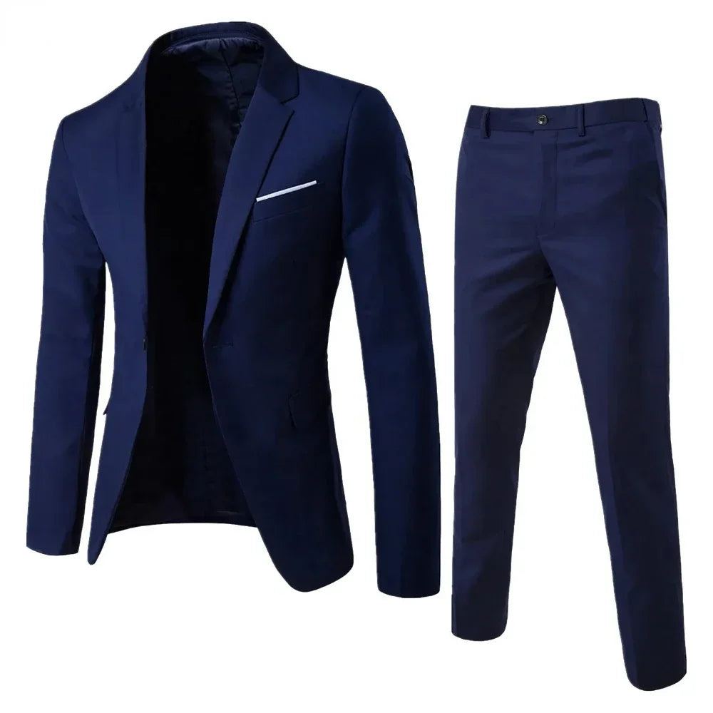 Visco Men Suits For Business Wedding Blazers 2 Pieces 3 Sets Elegant Full Vest Pants Coats Formal Jackets Luxury