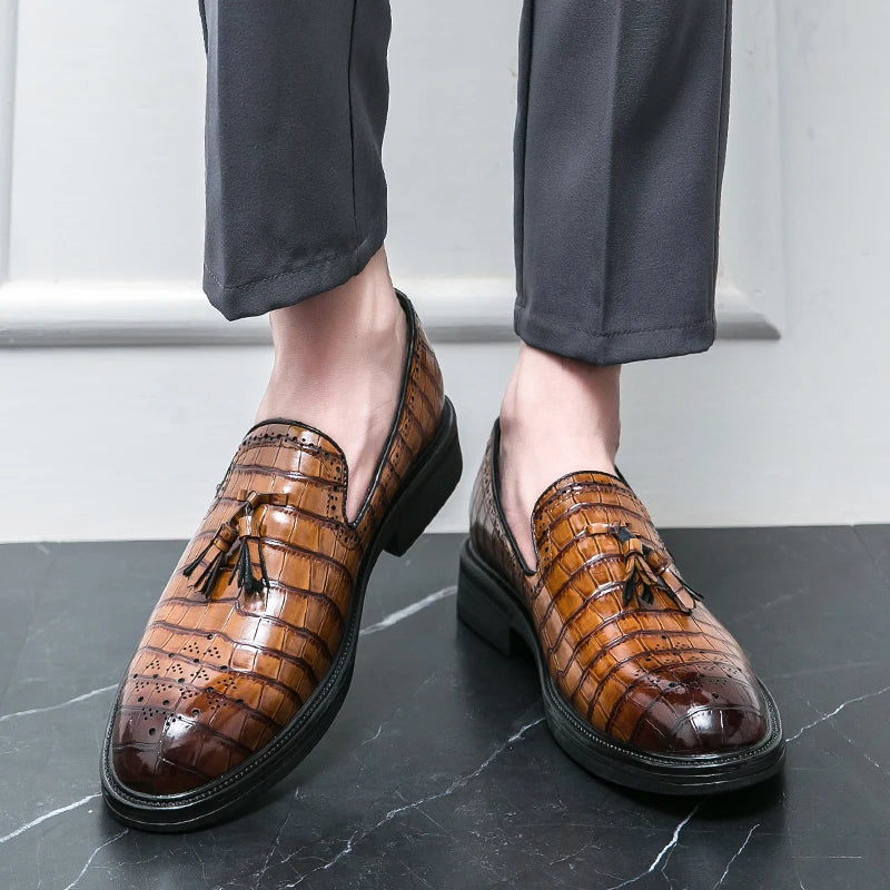 Amay Men's business Dress Shoes Luxury Italian Style Fashion Men Formal business Shoes Nightclub Wedding party Dress Formal Loafers