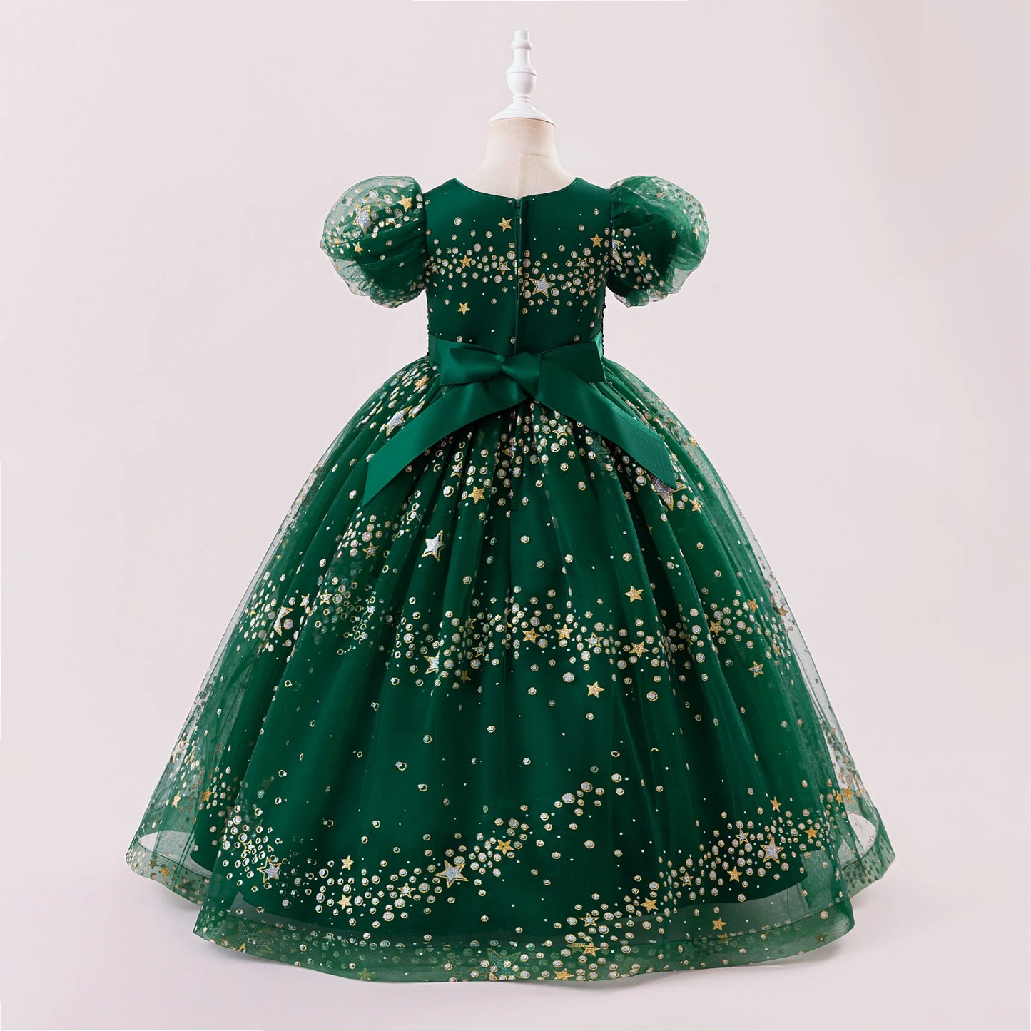 Christmas Formal Occasion Children's Long Sequined Princess Dress Pageant Girl Host Gala Evening Ceremony Performance Costumes